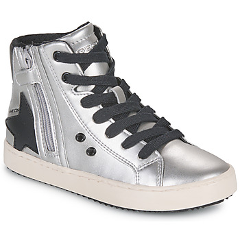 Shoes Girl High top trainers Geox J KALISPERA GIRL A Silver / Black
