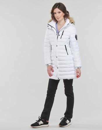 Superdry FUJI HOODED MID LENGTH PUFFER White