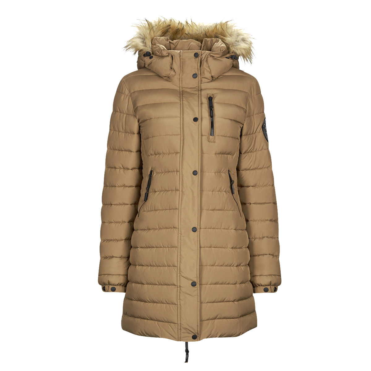 Duffel Clothing Europe Spartoo Brown € Women MID FUJI HOODED coats PUFFER - Fast delivery 165,00 - Superdry ! | LENGTH