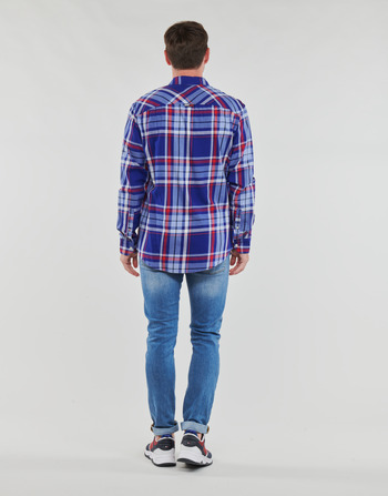 Tommy Jeans TJM CLSC ESSENTIAL CHECK SHIRT Marine / White / Red