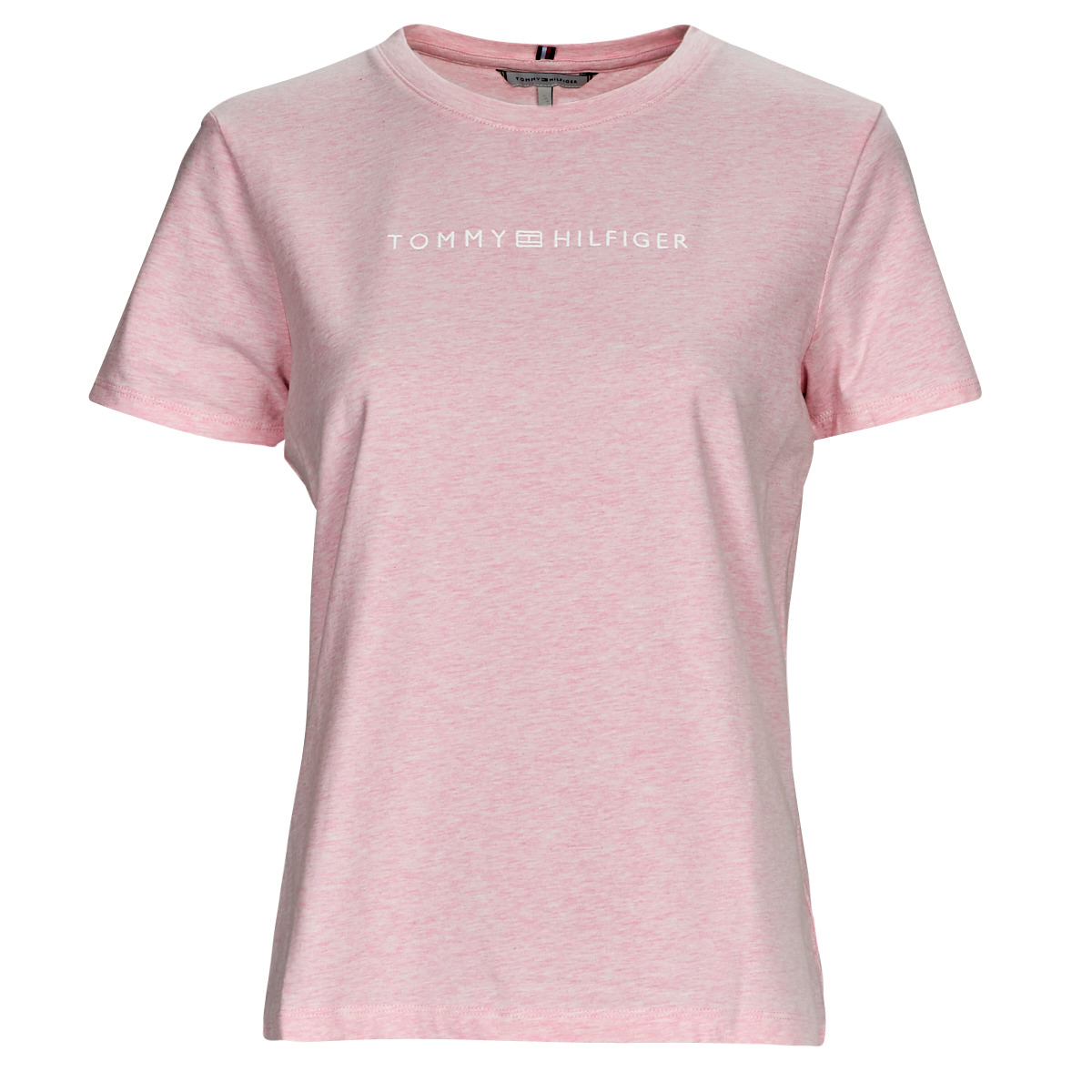 Tommy Hilfiger REG FROSTED CORP LOGO C-NK SS Pink - Fast delivery | Spartoo  Europe ! - Clothing short-sleeved t-shirts Women 66,00 €