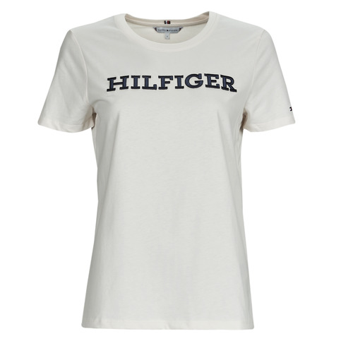 Tommy Hilfiger REG MONOTYPE EMB C-NK SS White - Fast delivery | Spartoo  Europe ! - Clothing short-sleeved t-shirts Women 77,00 €