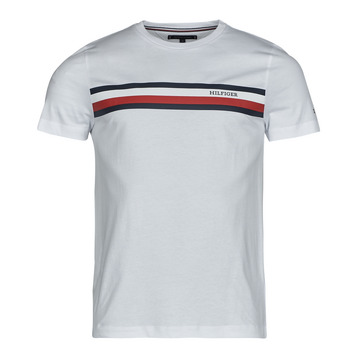 Clothing Men short-sleeved t-shirts Tommy Hilfiger RWB MONOTYPE CHEST STRIPE TEE White