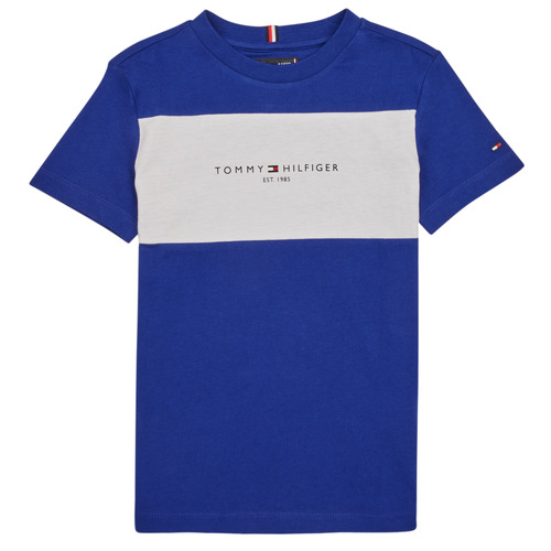 Tommy Hilfiger ESSENTIAL COLORBLOCK TEE S/S Marine - Fast delivery |  Spartoo Europe ! - Clothing short-sleeved t-shirts Child 38,00 €