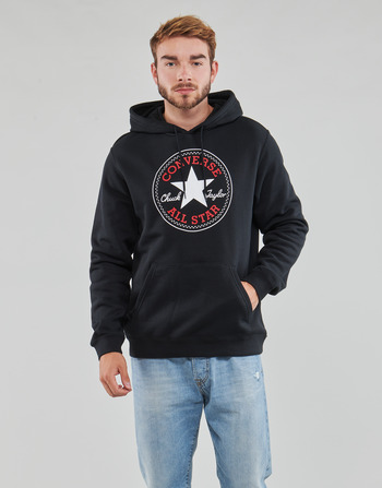 Clothing Men sweaters Converse GO-TO ALL STAR PATCH FLEECE PULLOVER HOODIE Black