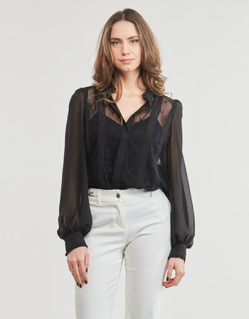 Clothing Women Blouses Only ONLHANNAH LS MIX LACE TOP  WVN Black