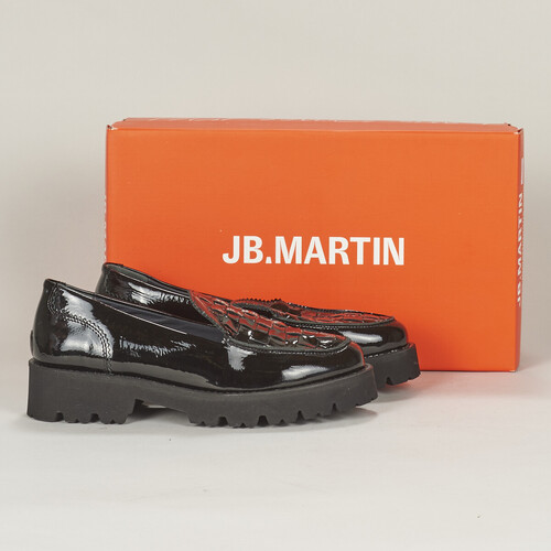 Shoes Women Loafers JB Martin FLAMME Varnish / Tresse / Black
