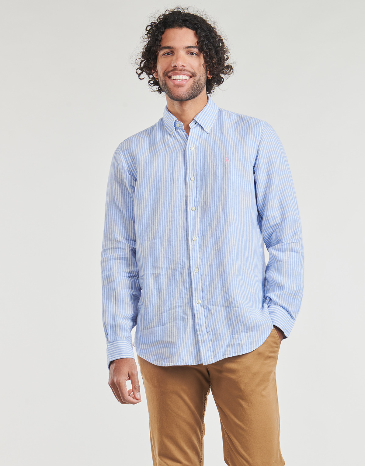 Clothing Men long-sleeved shirts Polo Ralph Lauren CHEMISE COUPE DROITE EN LIN Multicolour