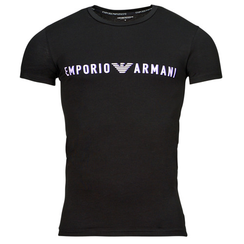 Clothing Men short-sleeved t-shirts Emporio Armani SHINY LOGOBAND Black