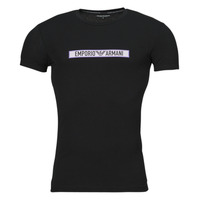 Clothing Men short-sleeved t-shirts Emporio Armani LOGO LABEL Black