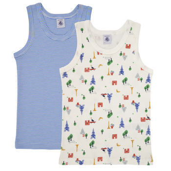 Clothing Boy Tops / Sleeveless T-shirts Petit Bateau A0AB4 X2 Blue / Multicolour