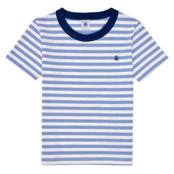 Clothing Boy short-sleeved t-shirts Petit Bateau MATIKO Blue / Beige