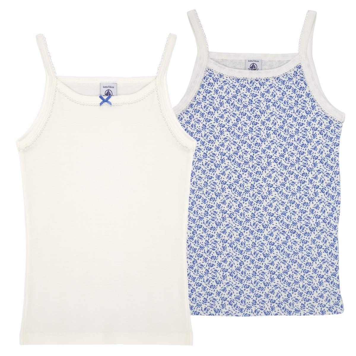 Clothing Girl Tops / Sleeveless T-shirts Petit Bateau A0A4D X2 Blue / White