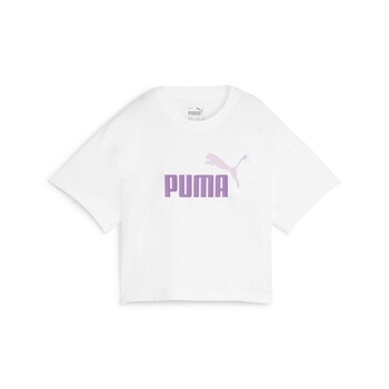Clothing Girl short-sleeved t-shirts Puma GRILS LOGO CROPPED TEE White