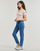Clothing Women short-sleeved t-shirts Calvin Klein Jeans WOVEN LABEL RIB V-NECK TEE Beige