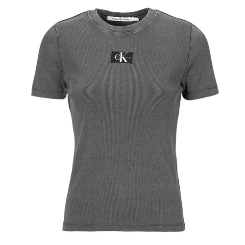 Calvin Klein Jeans INSTITUTIONAL SILVER LOGO T-SHIRT DRESS Black - Fast  delivery
