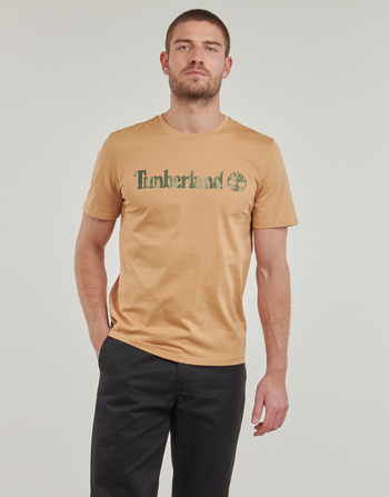 Timberland Camo Linear Logo Short Sleeve Tee Beige