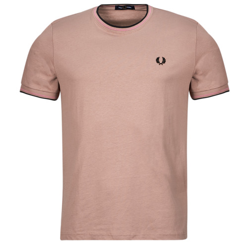 Clothing Men short-sleeved t-shirts Fred Perry TWIN TIPPED T-SHIRT Pink / Black