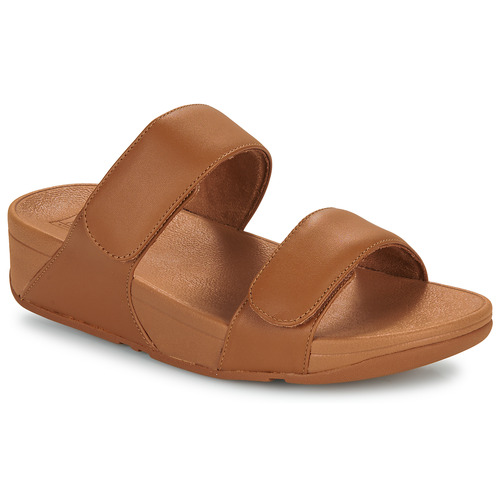 Shoes Women Sandals FitFlop Lulu Adjustable Leather Slides Brown / Camel