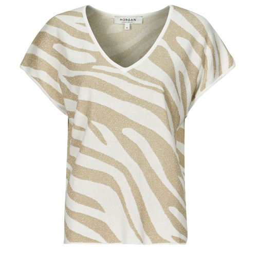 Clothing Women short-sleeved t-shirts Morgan MZORO Beige / Gold