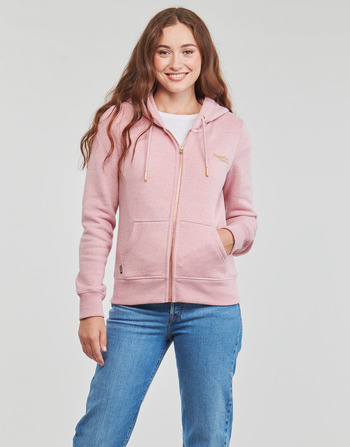 Clothing Women sweaters Superdry ESSENTIAL LOGO ZIP HOODIE Pink