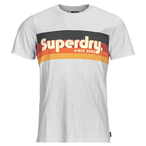 Clothing Men short-sleeved t-shirts Superdry CALI STRIPED LOGO T SHIRT White