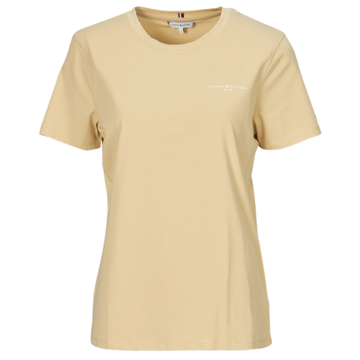 Clothing Women short-sleeved t-shirts Tommy Hilfiger 1985 REG MINI CORP LOGO C-NK SS Beige