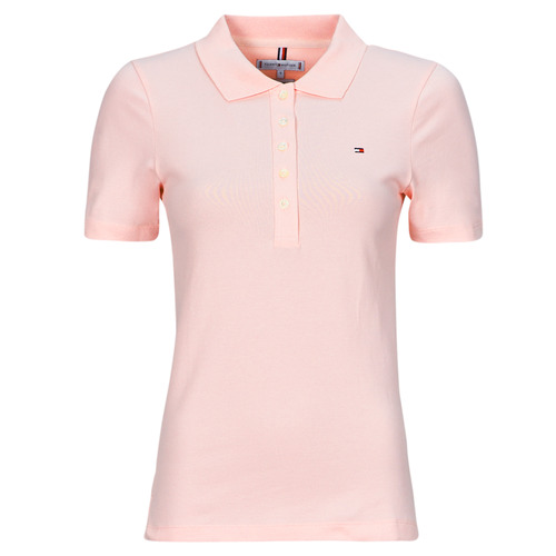 Clothing Women short-sleeved polo shirts Tommy Hilfiger 1985 SLIM PIQUE POLO SS Pink