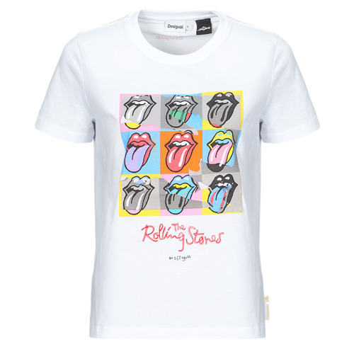 Clothing Women short-sleeved t-shirts Desigual TS_ROLLINGS White / Multicolour