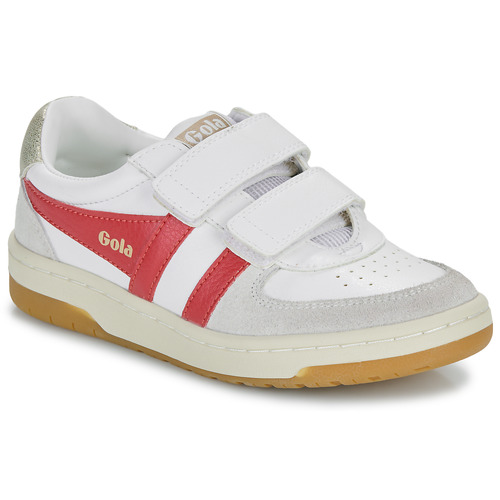 Shoes Girl Low top trainers Gola HAWK STRAP White / Red / Gold
