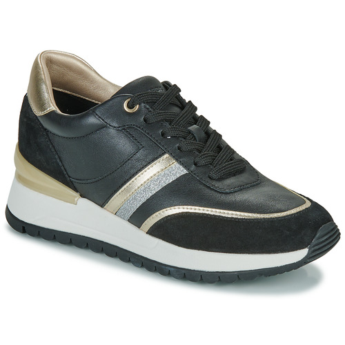 Shoes Women Low top trainers Geox D DESYA Black / Silver / Gold