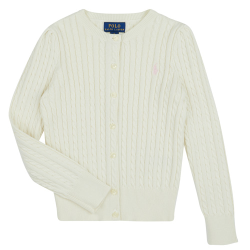 Clothing Girl Jackets / Cardigans Polo Ralph Lauren MINI CABLE-TOPS-SWEATER White