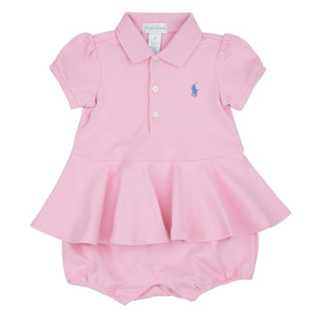 Clothing Girl Short Dresses Polo Ralph Lauren SS PEPLUM BU-ONE PIECE-SHORTALL Pink / Garden / Pink / Dusty / Blue