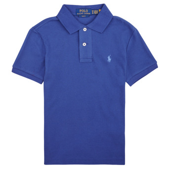 Clothing Boy short-sleeved polo shirts Polo Ralph Lauren SLIM POLO-TOPS-KNIT Blue