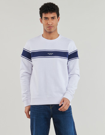 Clothing Men sweaters Guess INSERTED STRIPE White