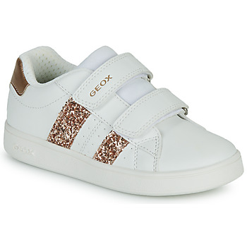 Shoes Girl Low top trainers Geox J ECLYPER GIRL White / Gold
