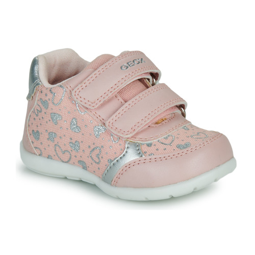 Shoes Girl Low top trainers Geox B ELTHAN GIRL Pink / Silver