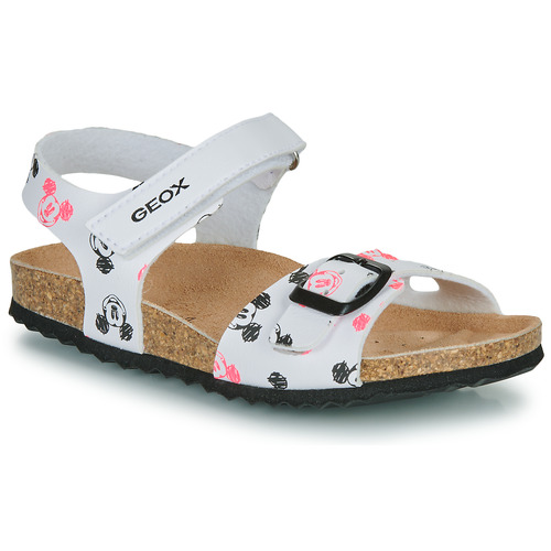 Shoes Girl Sandals Geox J ADRIEL GIRL White / Black / Pink