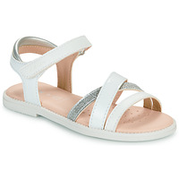 Shoes Girl Sandals Geox J SANDAL KARLY GIRL White / Silver