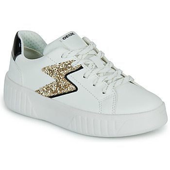 Shoes Girl Low top trainers Geox J MIKIROSHI GIRL White / Gold / Black