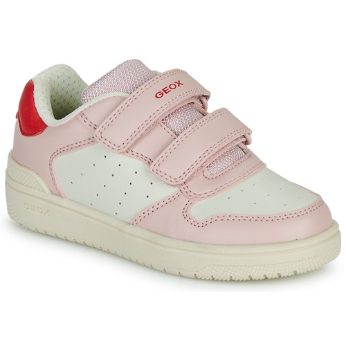 Shoes Girl Low top trainers Geox J WASHIBA GIRL Pink / White
