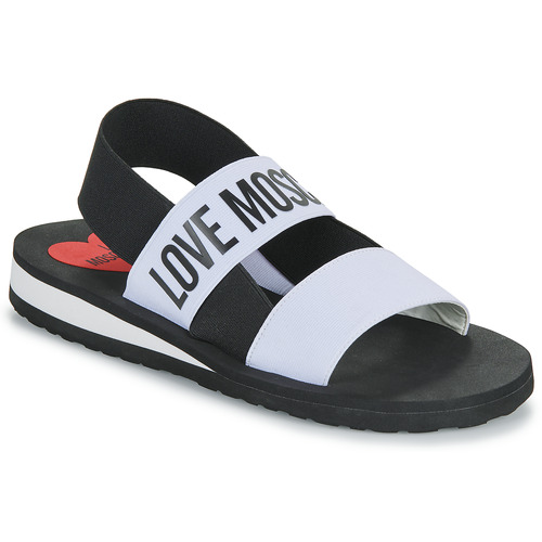 Shoes Women Sandals Love Moschino ELASTIC Black / White