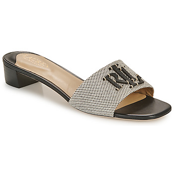 Shoes Women Mules Lauren Ralph Lauren FAY LOGO-SANDALS-FLAT SANDAL Black / Beige