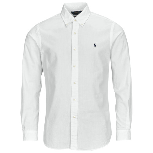 Clothing Men long-sleeved shirts Polo Ralph Lauren CHEMISE COUPE DROITE EN SEERSUCKER White