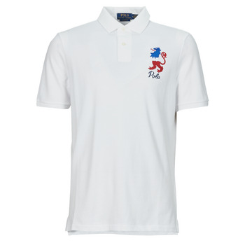 Clothing Men short-sleeved polo shirts Polo Ralph Lauren POLO COUPE DROITE EN COTON BRODE White / Classic / Oxford / White