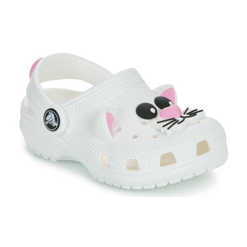 Shoes Children Clogs Crocs Classic IAM Cat Clog T White / Pink