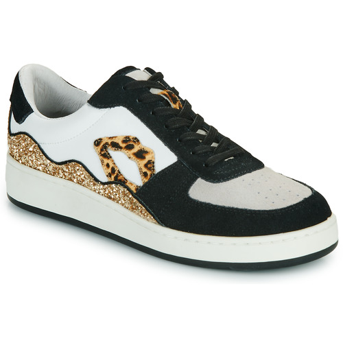 Shoes Women Low top trainers Bons baisers de Paname LOULOU BLANC NOIR LEOPARD White / Gold / Black