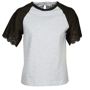 material Women short-sleeved t-shirts Manoush FANCY Grey / Black