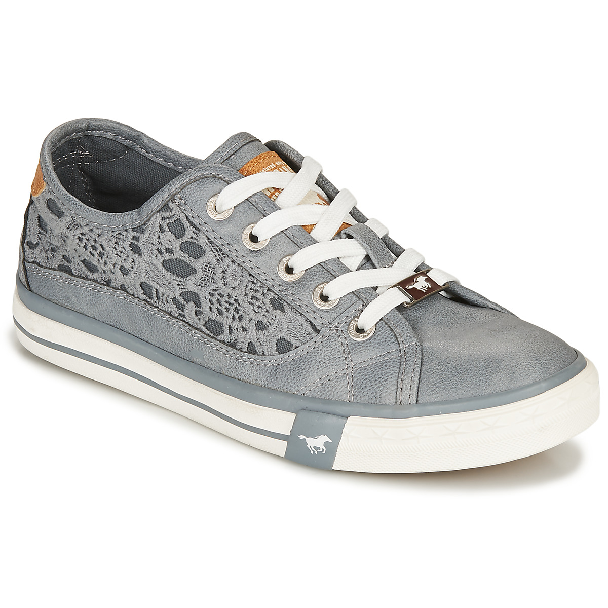 Mustang Causal Lace Low Womens Grey Textile Casual Trainers 
