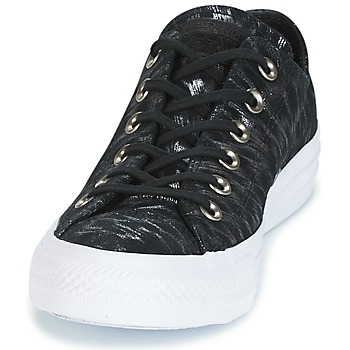 Converse CHUCK TAYLOR ALL STAR SHIMMER SUEDE OX BLACK/BLACK/WHITE Black / White
